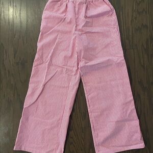 Cider Pink and White Striped Casual Pants
